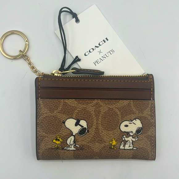 Coach x Peanuts Mini Skinny ID Key Ring Wallet - Picture 1 of 3
